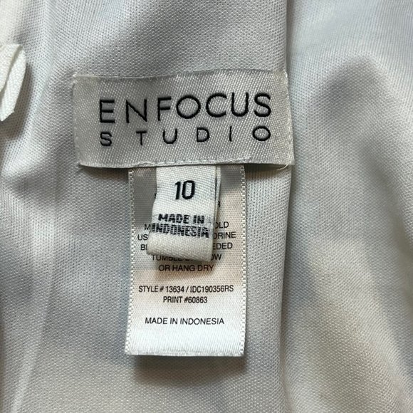 Enfocus Studio Dress Womens 10 Blue Yellow Sleeveless High Neck Floral Fit Flare - Picture 14 of 16